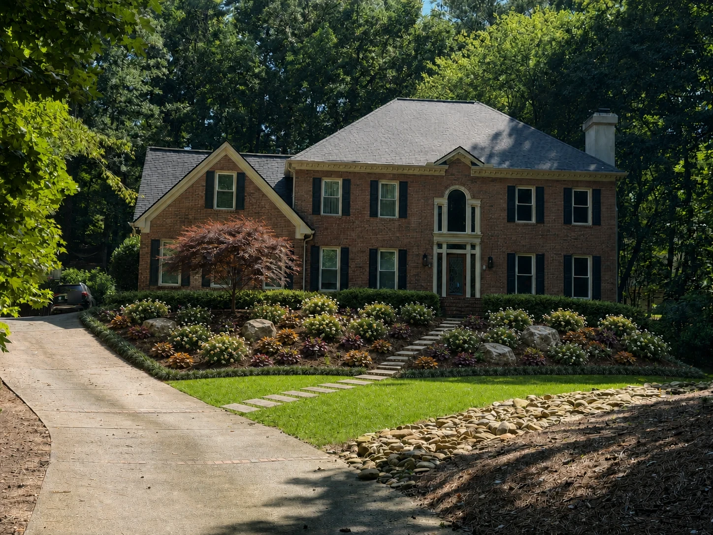 The same front yard with an AI-assisted landscaping concept