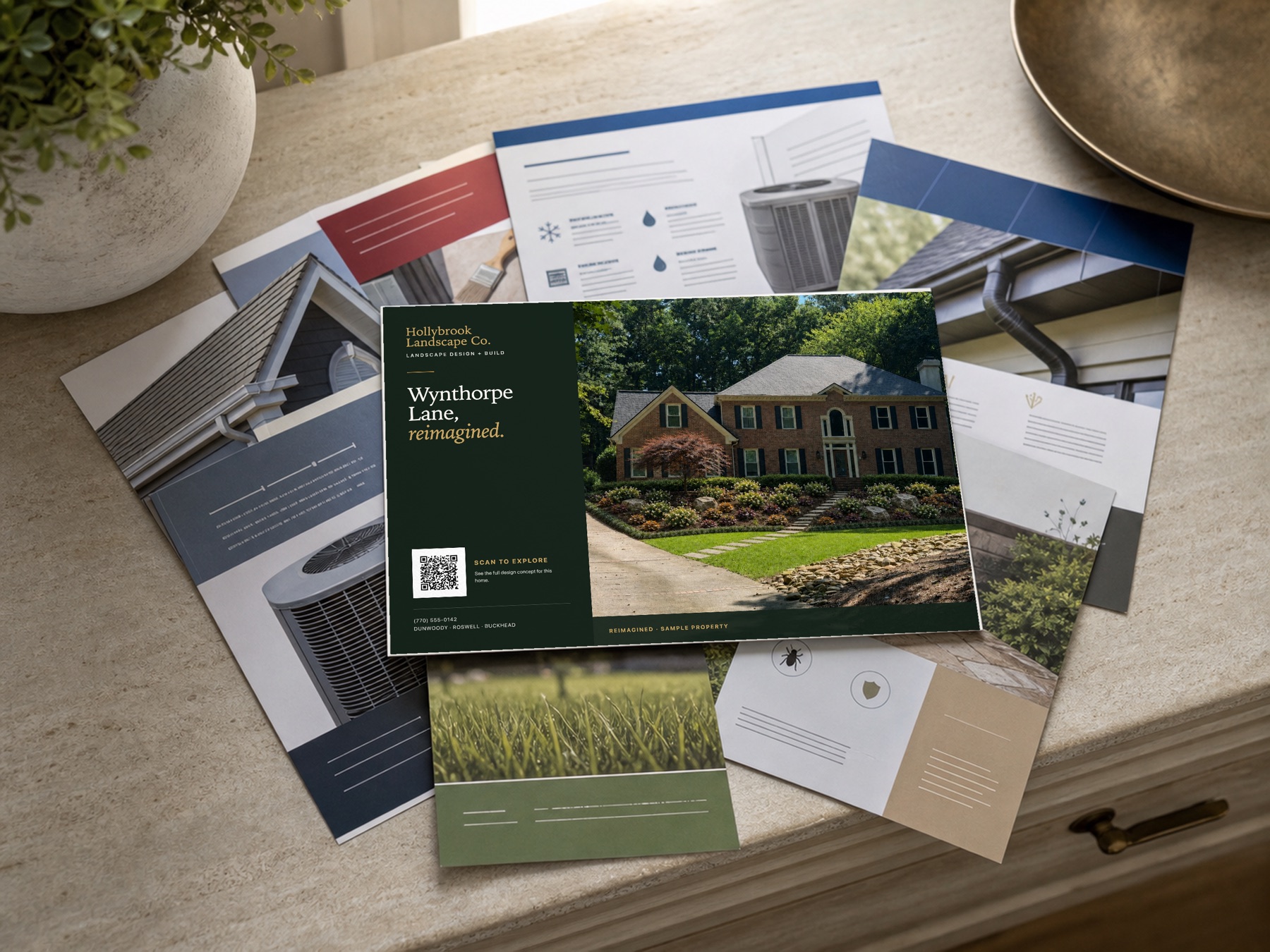 A personalized mailer showing a homeowner's own property reimagined